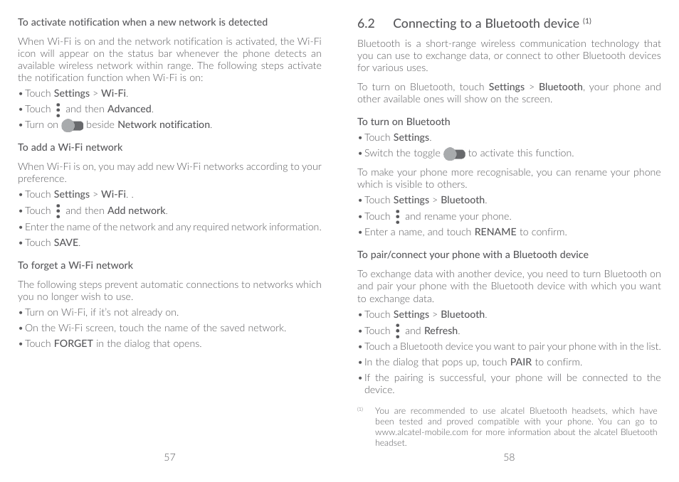 2 connecting to a bluetooth device, 6�2 connecting to a bluetooth device | Alcatel A5 LED 5085Y User Manual | Page 30 / 55