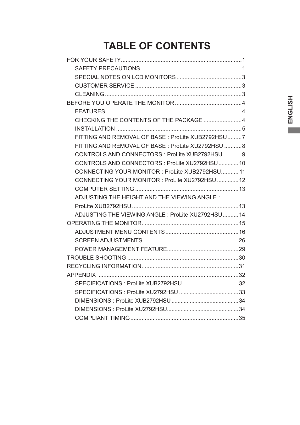 Iiyama xub2792hsu User Manual | Page 5 / 40