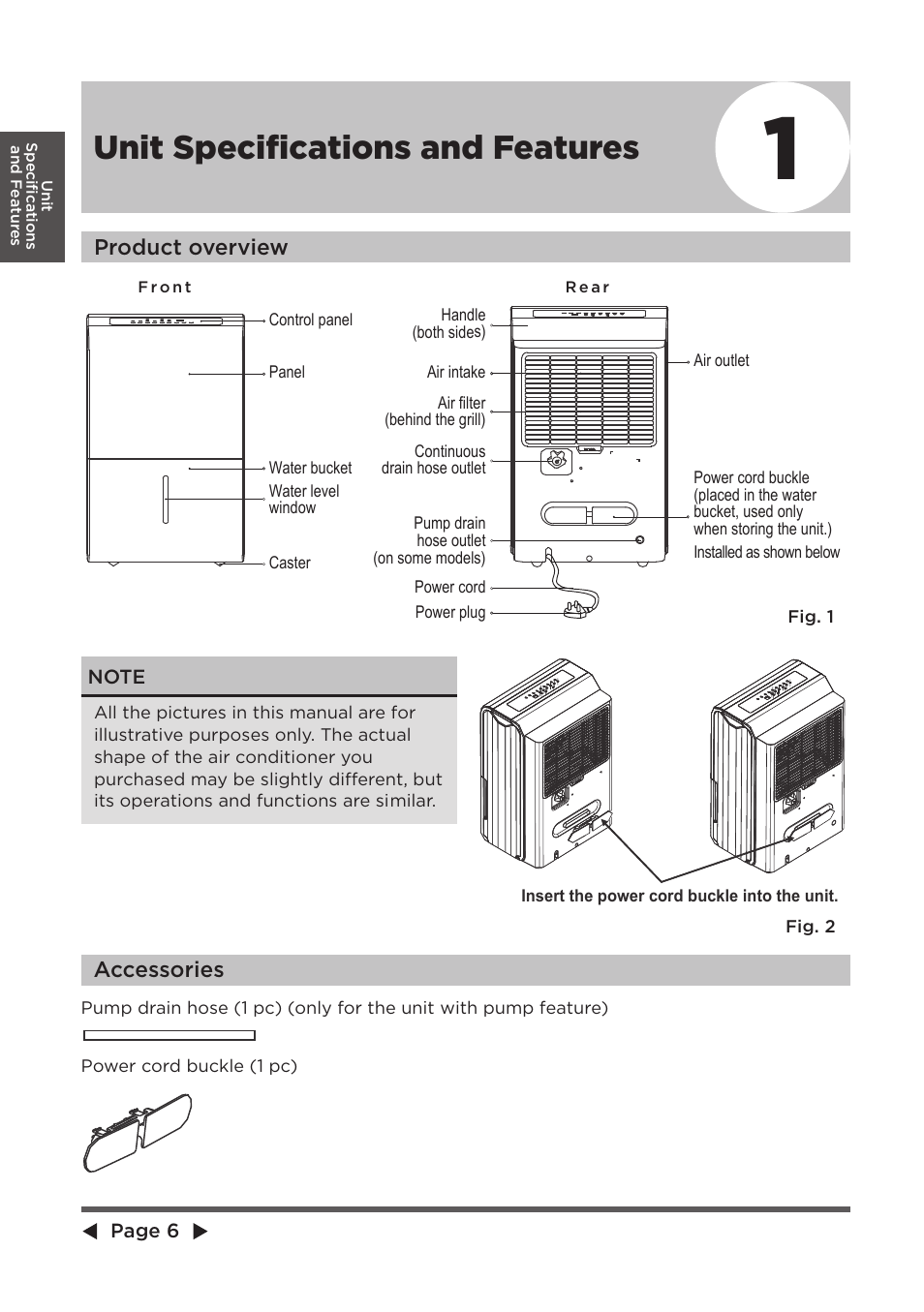 Unit specifications and features | MIDEA Dehumidifier MDP User Manual | Page 6 / 20