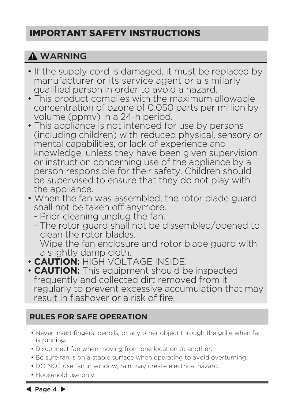 MIDEA 41" Bladeless Tower Fan & HEPA User Manual | Page 4 / 24