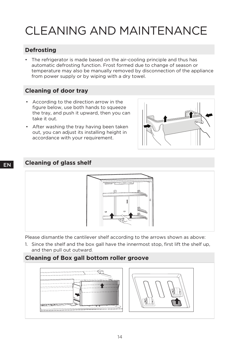 Cleaning and maintenance | MIDEA 18 cu. ft. French Door User Manual | Page 14 / 56