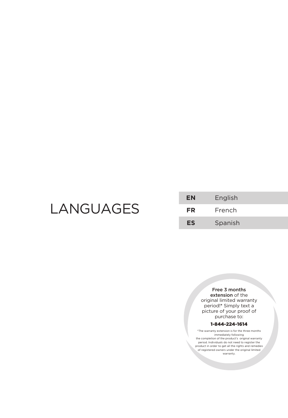Languages, En english fr french es spanish | MIDEA 18 cu. ft. French Door User Manual | Page 3 / 56