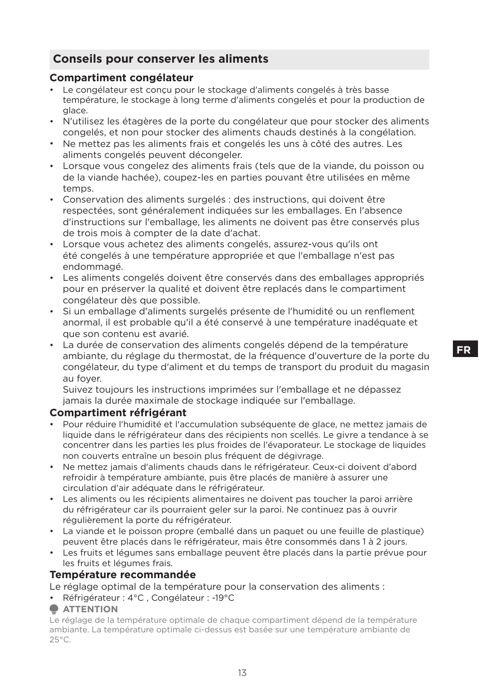 Conseils pour conserver les aliments | MIDEA 18 cu. ft. French Door User Manual | Page 31 / 56