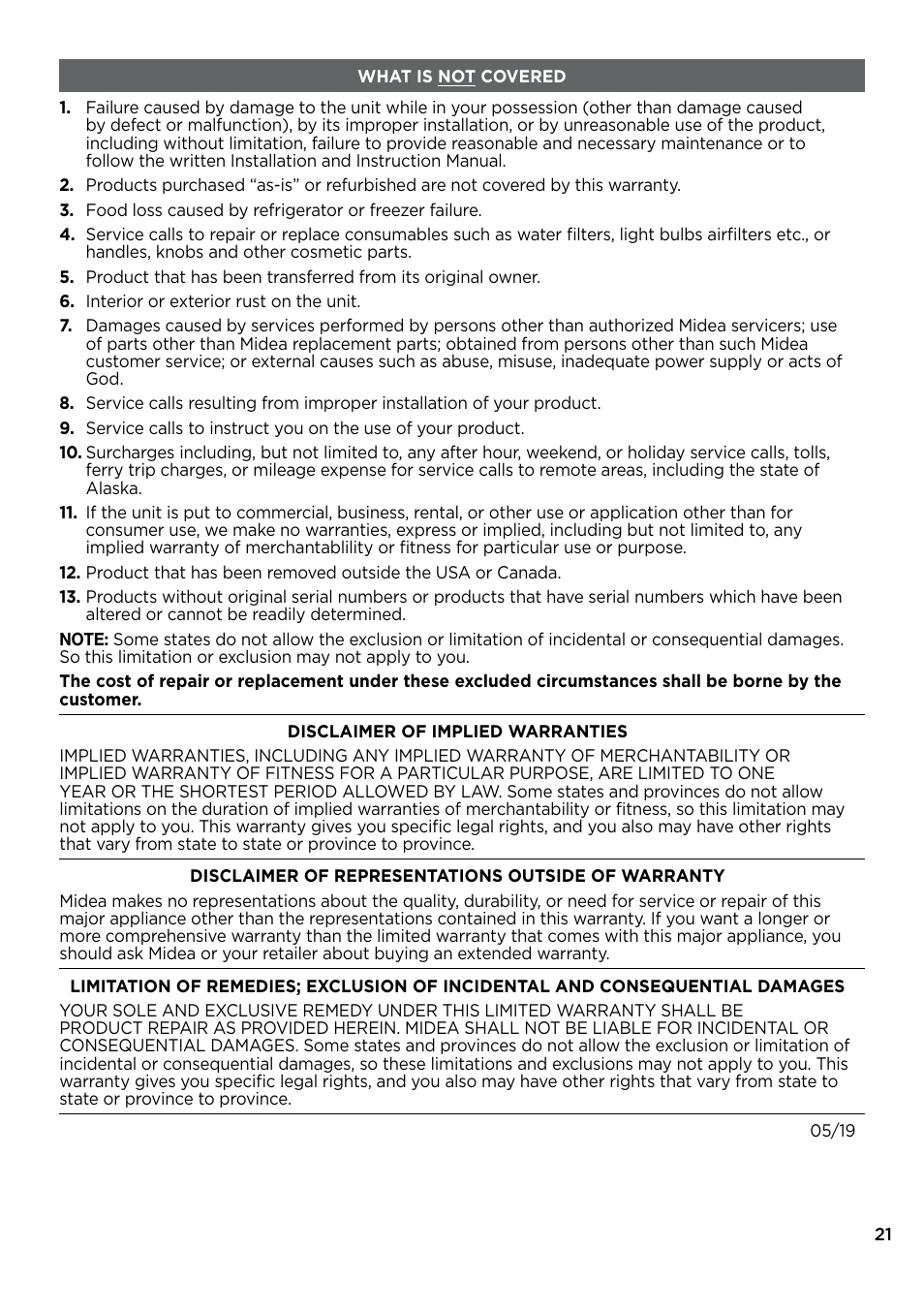 MIDEA 17.0 Cu. Ft. Upright Convertible User Manual | Page 21 / 72