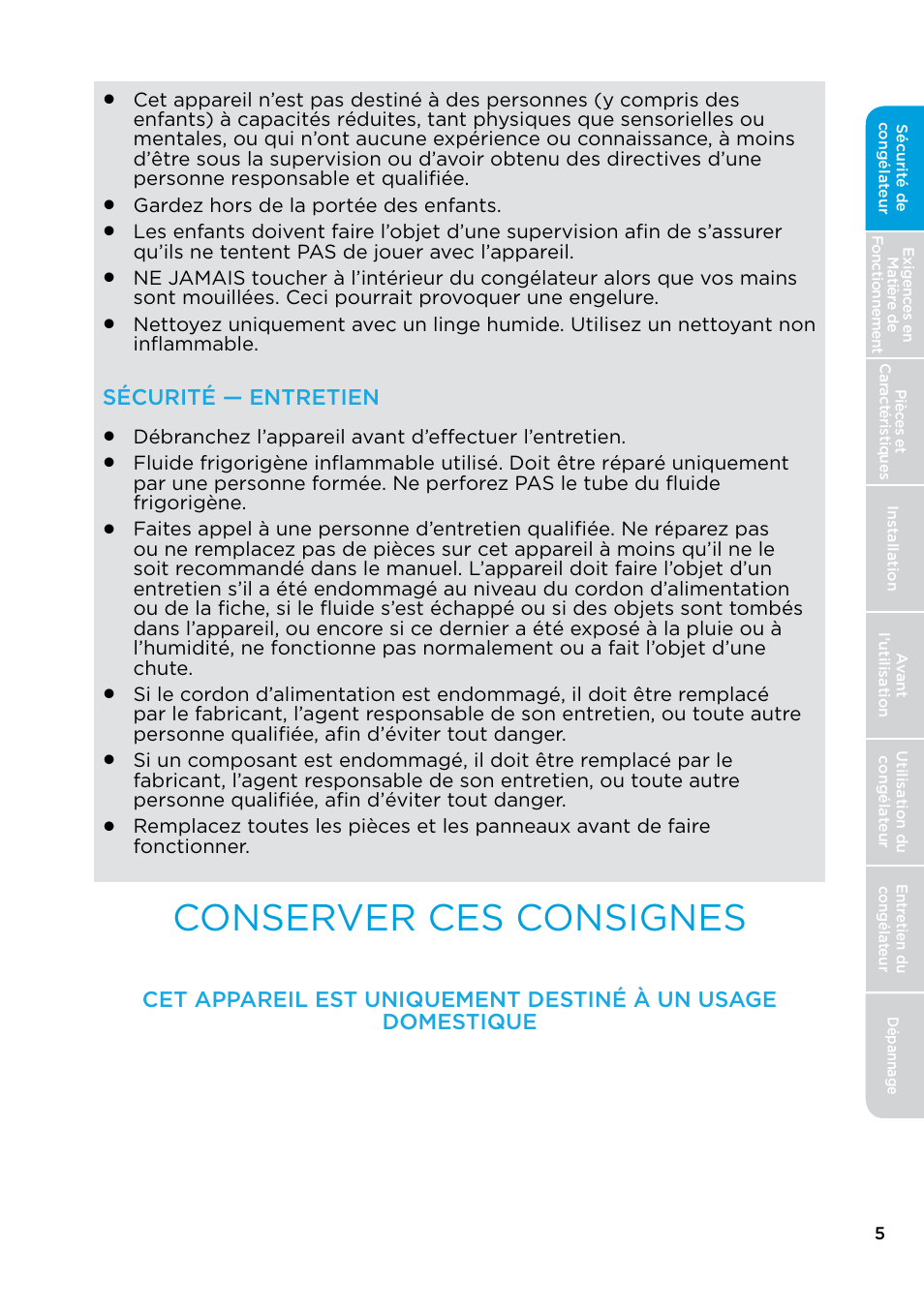 Conserver ces consignes | MIDEA 17.0 Cu. Ft. Upright Convertible User Manual | Page 27 / 72
