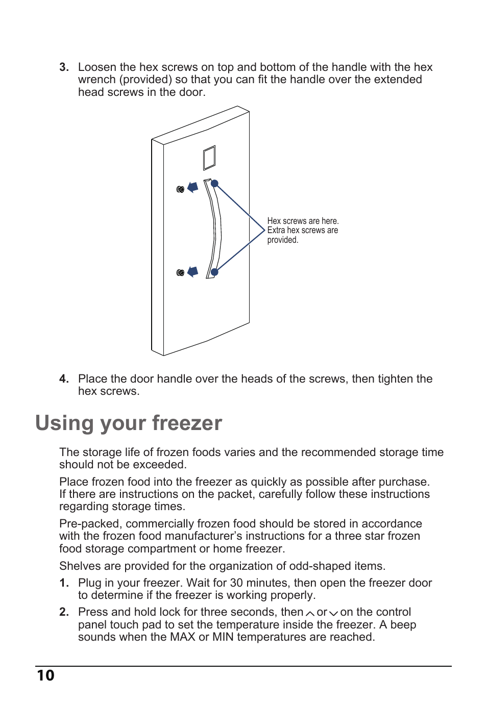Using your freezer | MIDEA 14 Cu. Ft. Convertible User Manual | Page 10 / 19