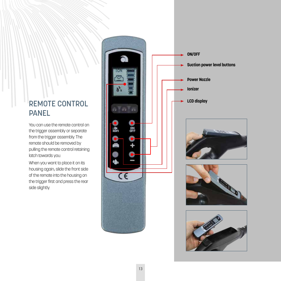 Remote control panel | İhlas Aura Roboclean User Manual | Page 13 / 28