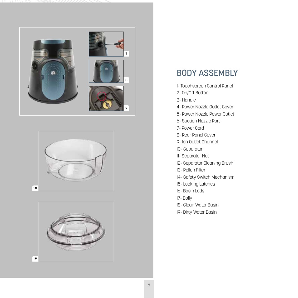 Body assembly | İhlas Aura Roboclean User Manual | Page 9 / 28