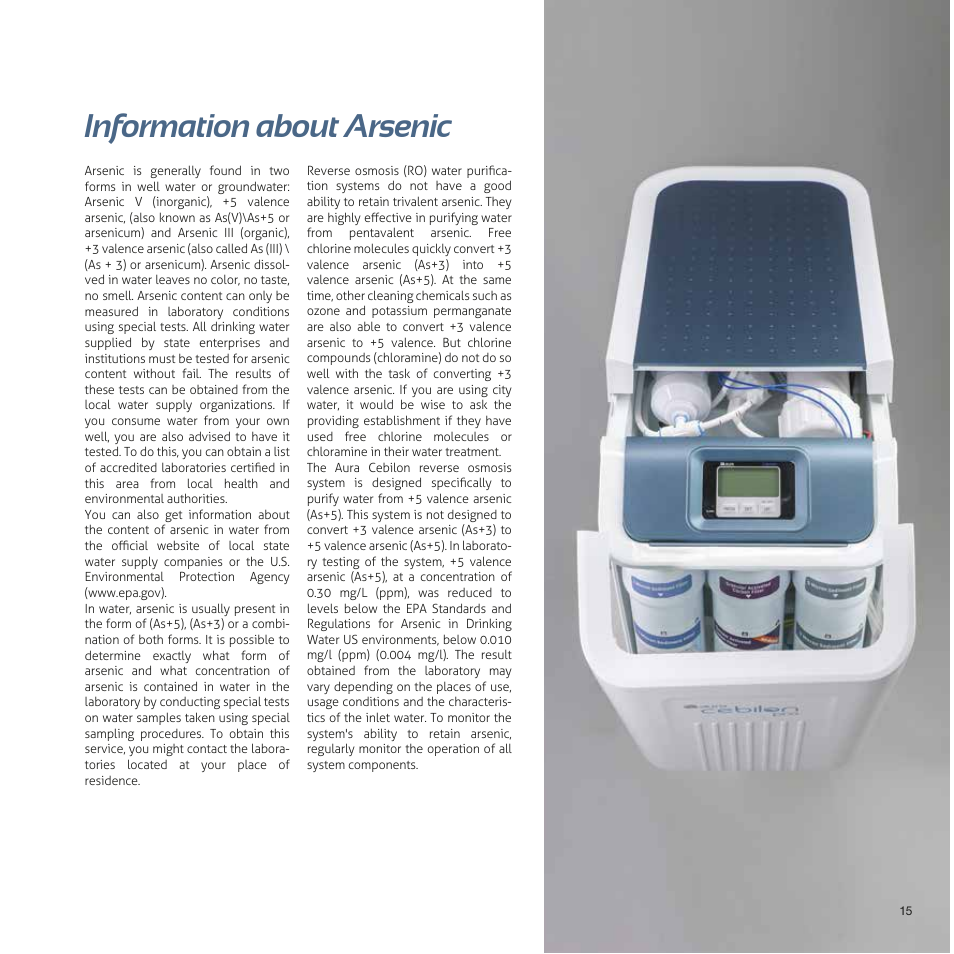 Information about arsenic | İhlas Aura Cebilon Unique User Manual | Page 15 / 24