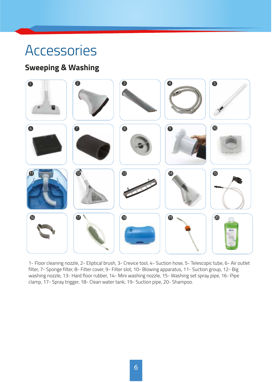 Accessories, Sweeping & washing | İhlas Aura MaxiVac User Manual | Page 6 / 12