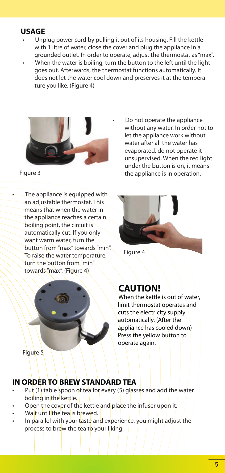 Caution, Usage | İhlas Teamatic User Manual | Page 5 / 8