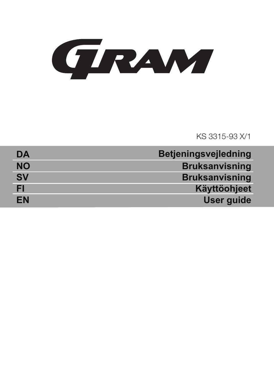 GRAM KS 3315-93 X/1 User Manual | 84 pages