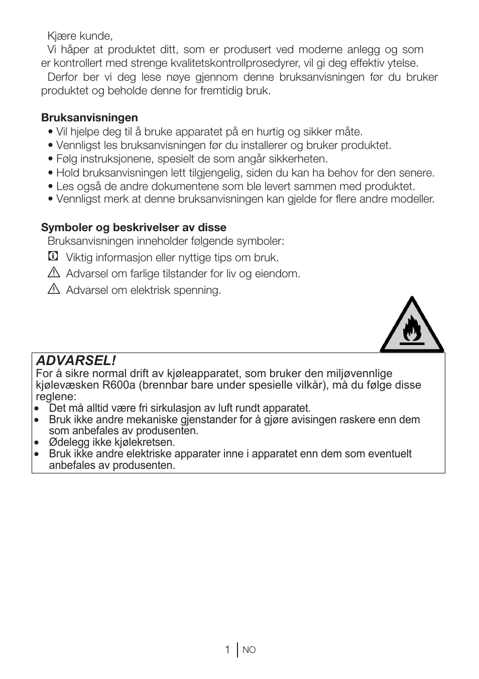Advarsel | GRAM KS 3315-93 X/1 User Manual | Page 19 / 84