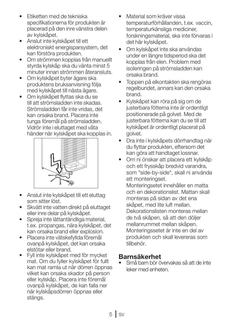 Barnsäkerhet | GRAM KS 3315-93 X/1 User Manual | Page 39 / 84