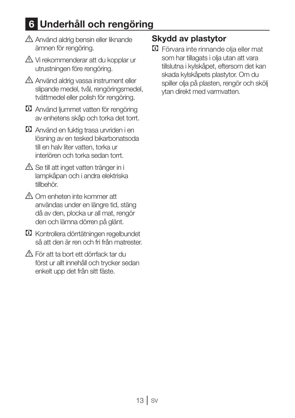 6underhåll och rengöring | GRAM KS 3315-93 X/1 User Manual | Page 47 / 84