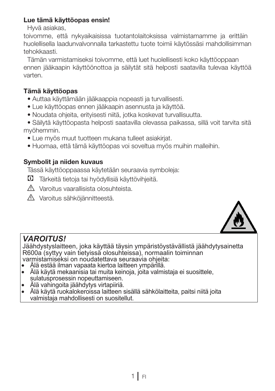 Varoitus | GRAM KS 3315-93 X/1 User Manual | Page 51 / 84