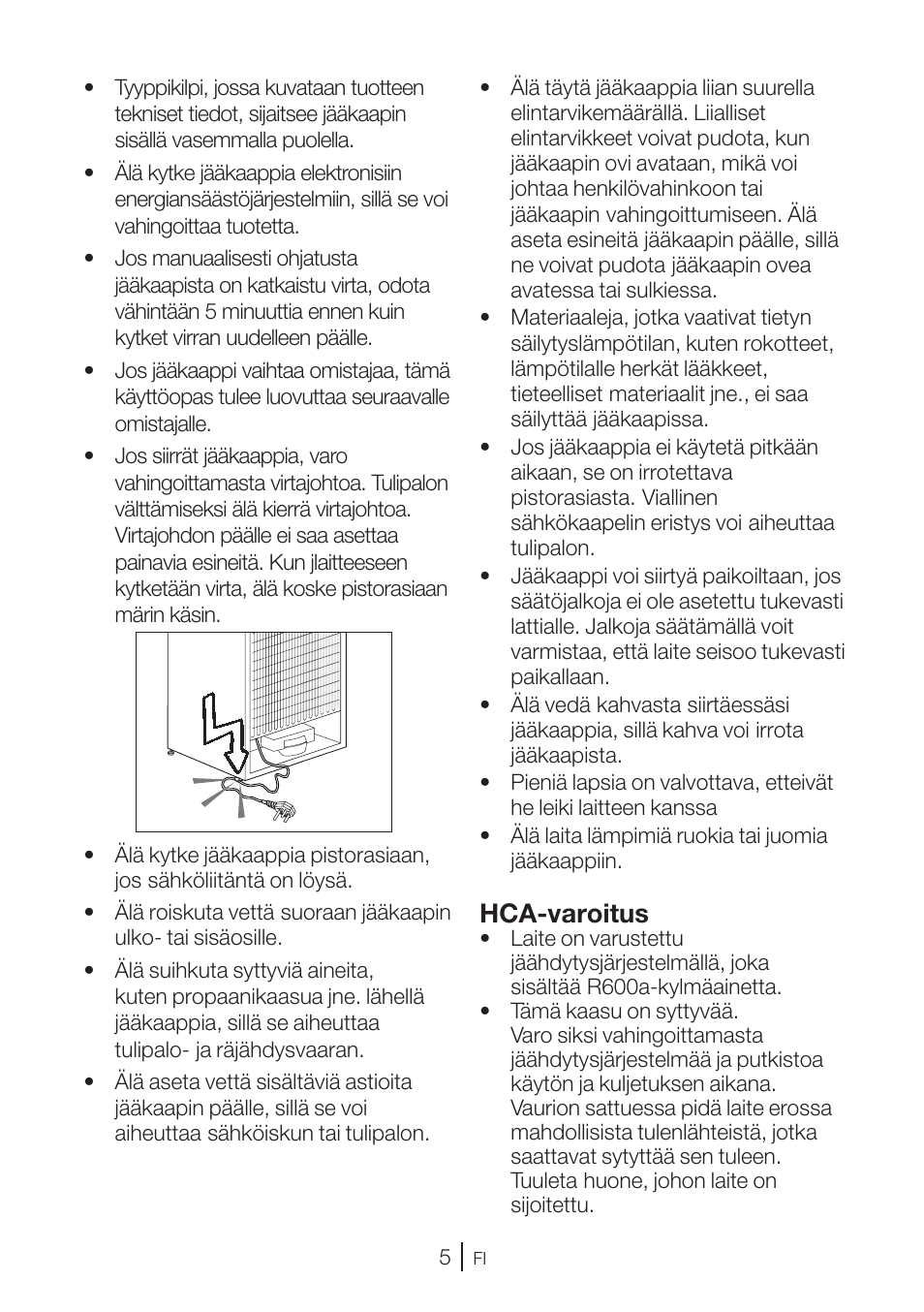 Hca-varoitus | GRAM KS 3315-93 X/1 User Manual | Page 55 / 84