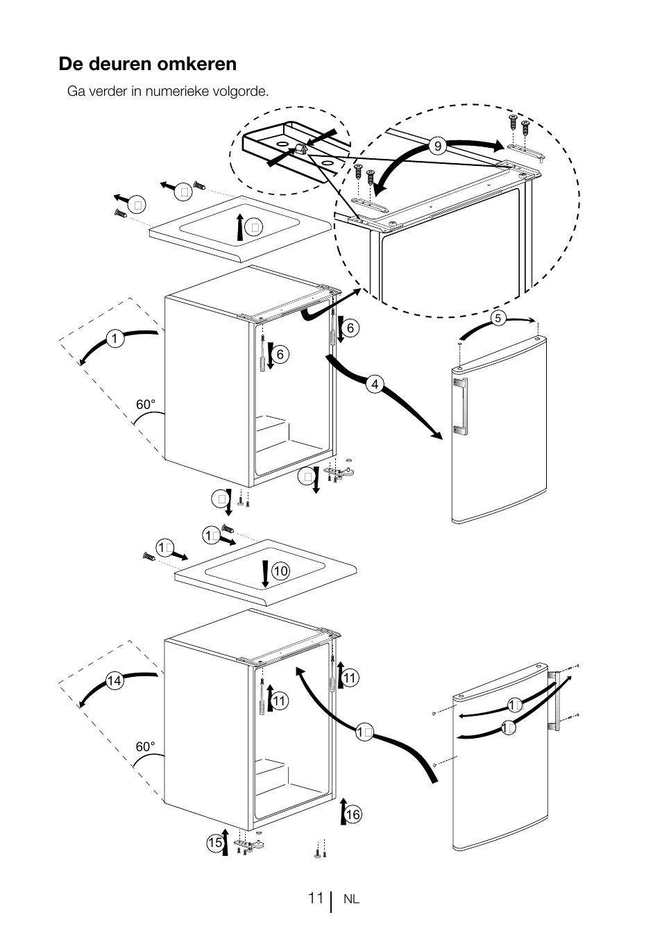 De deuren omkeren | GRAM KS 3135-90/1 User Manual | Page 102 / 110