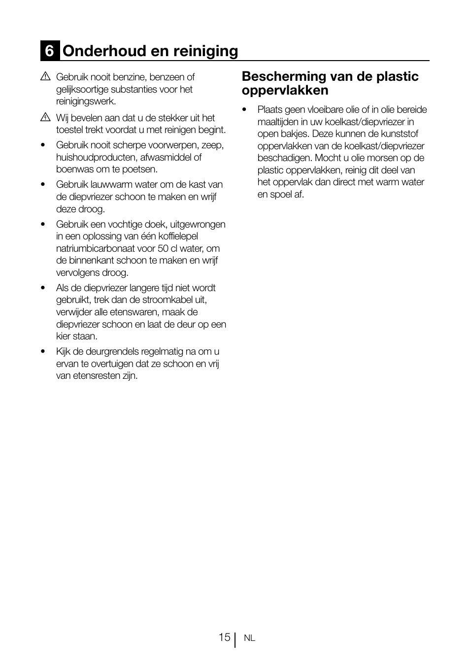 6onderhoud en reiniging, Bescherming van de plastic oppervlakken | GRAM KS 3135-90/1 User Manual | Page 106 / 110