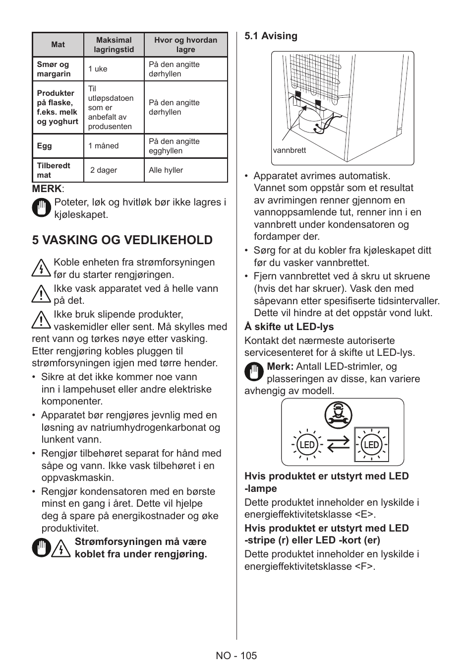 5 vasking og vedlikehold | GRAM 49SK 4186 F User Manual | Page 106 / 112