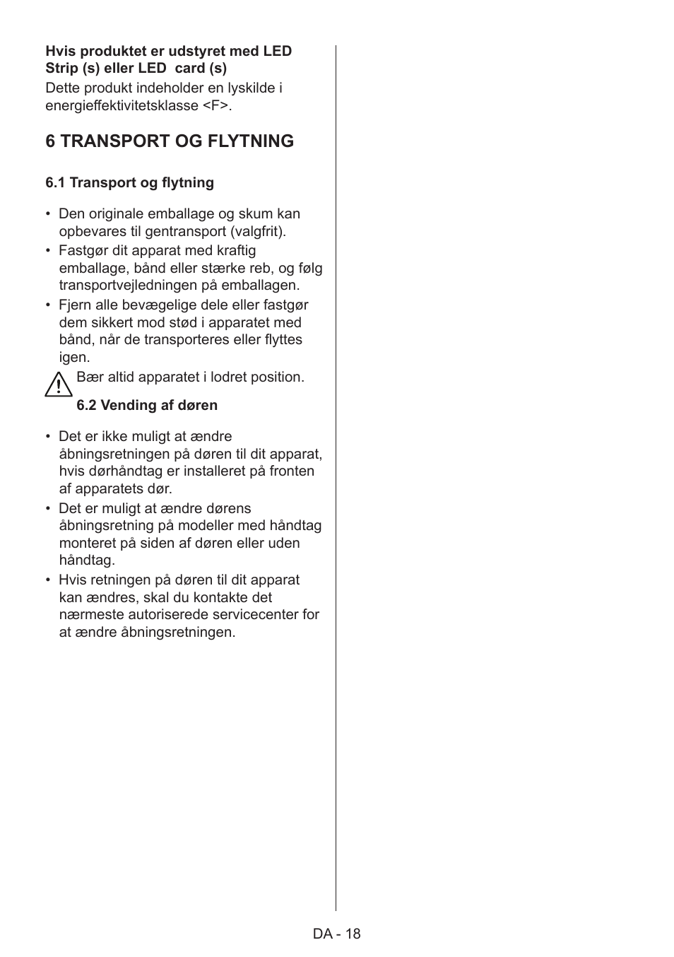 6 transport og flytning | GRAM 49SK 4186 F User Manual | Page 19 / 112