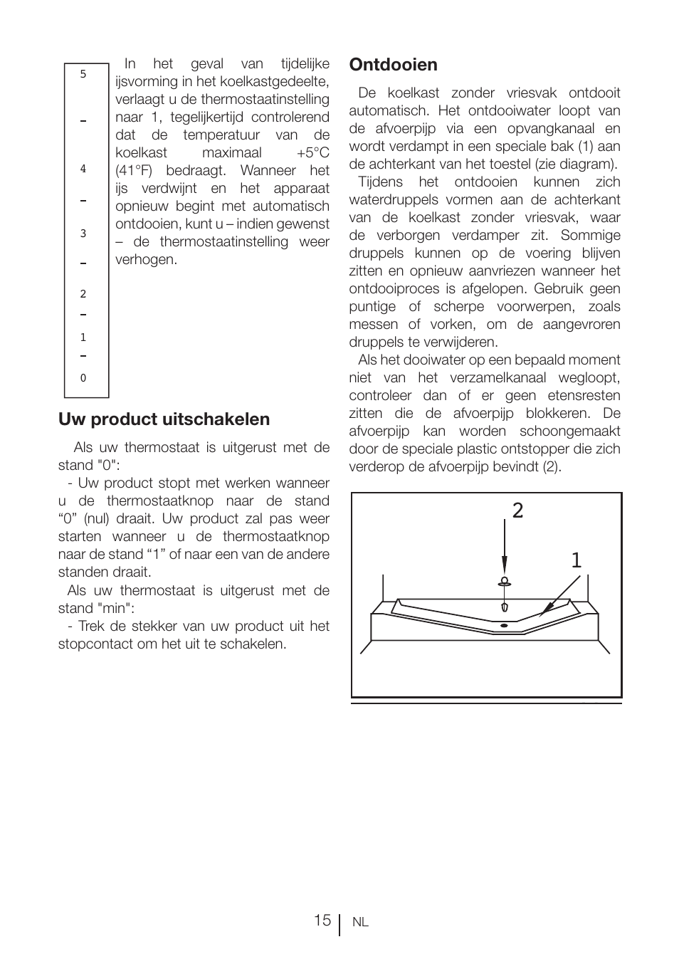 Special container compressor 1 2, Uw product uitschakelen, Ontdooien | GRAM KSU 3136-50/1 User Manual | Page 108 / 113
