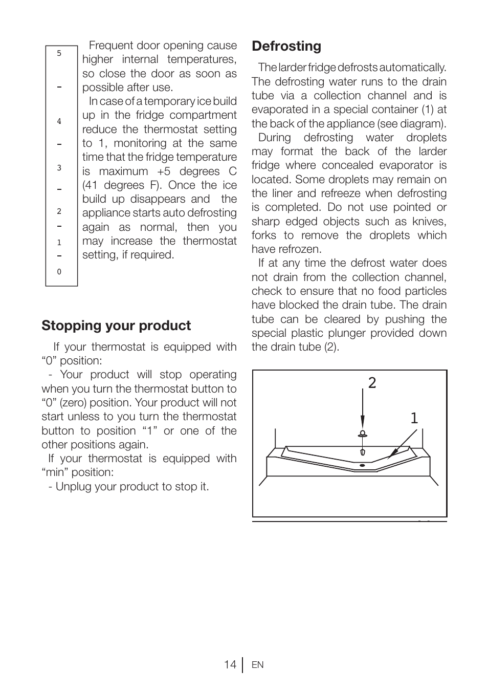 Special container compressor 1 2, Defrosting, Stopping your product | GRAM KSU 3136-50/1 User Manual | Page 89 / 113