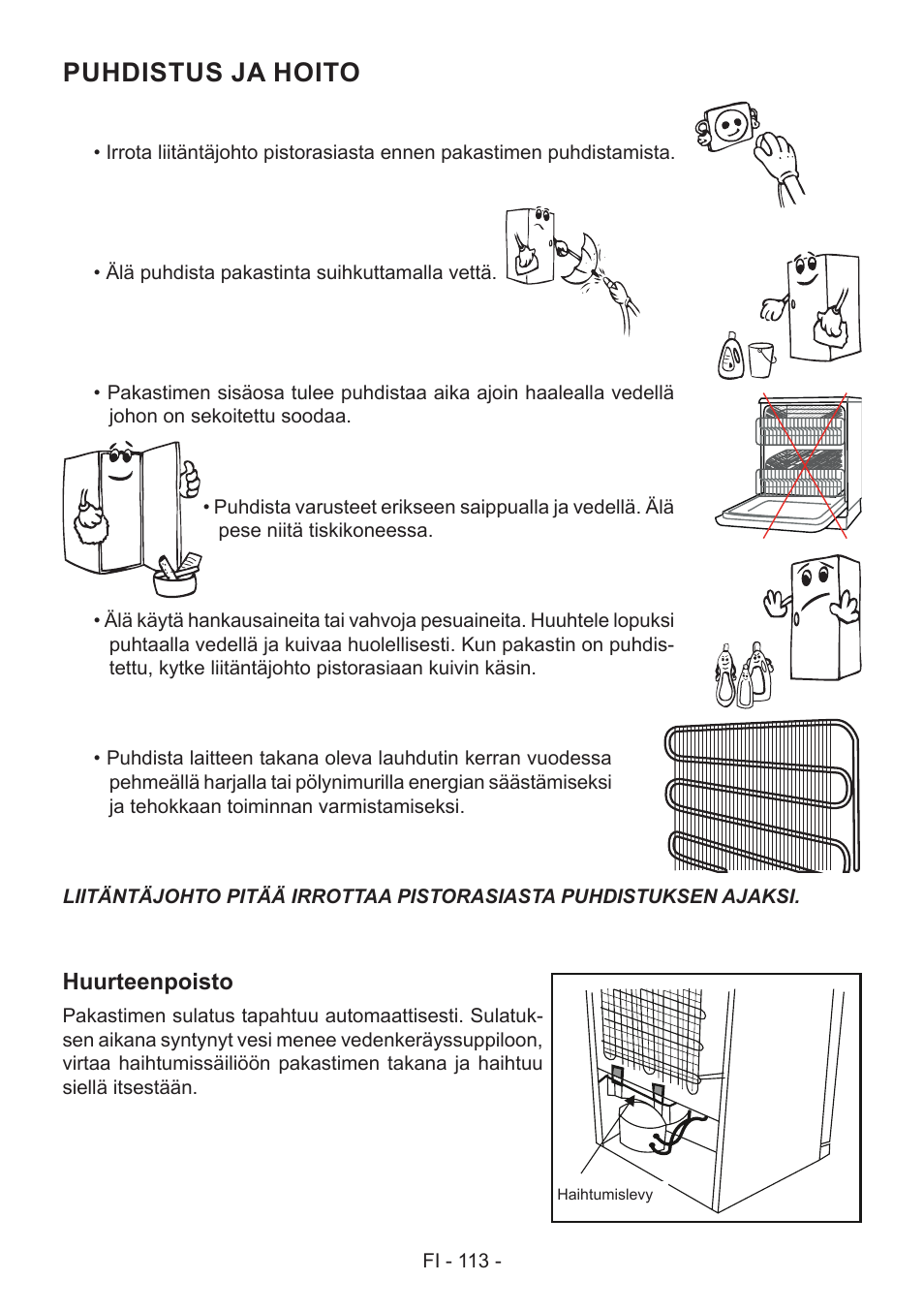 Puhdistus ja hoito | GRAM FS 481864 N (v)/1 User Manual | Page 114 / 122