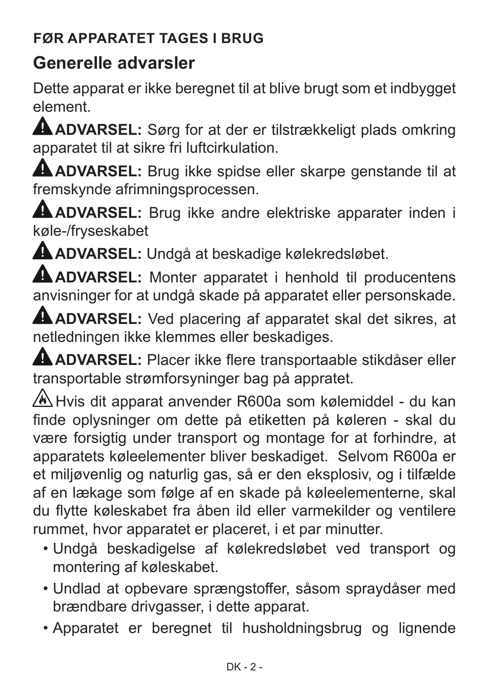 Generelle advarsler | GRAM FS 481864 N (v)/1 User Manual | Page 3 / 122