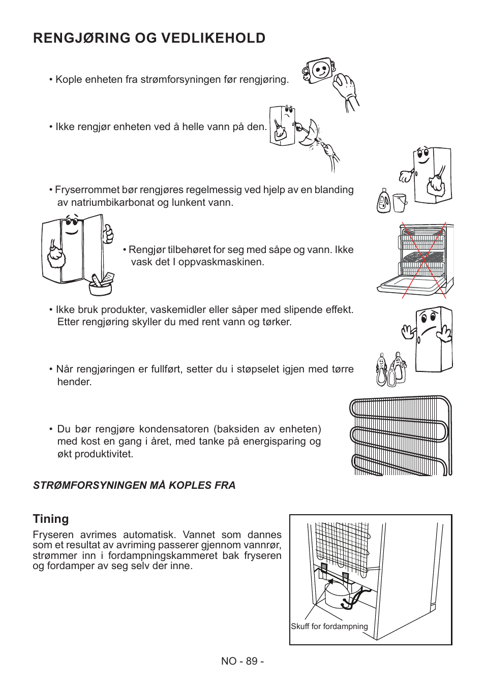 Rengjøring og vedlikehold | GRAM FS 481864 N (v)/1 User Manual | Page 90 / 122