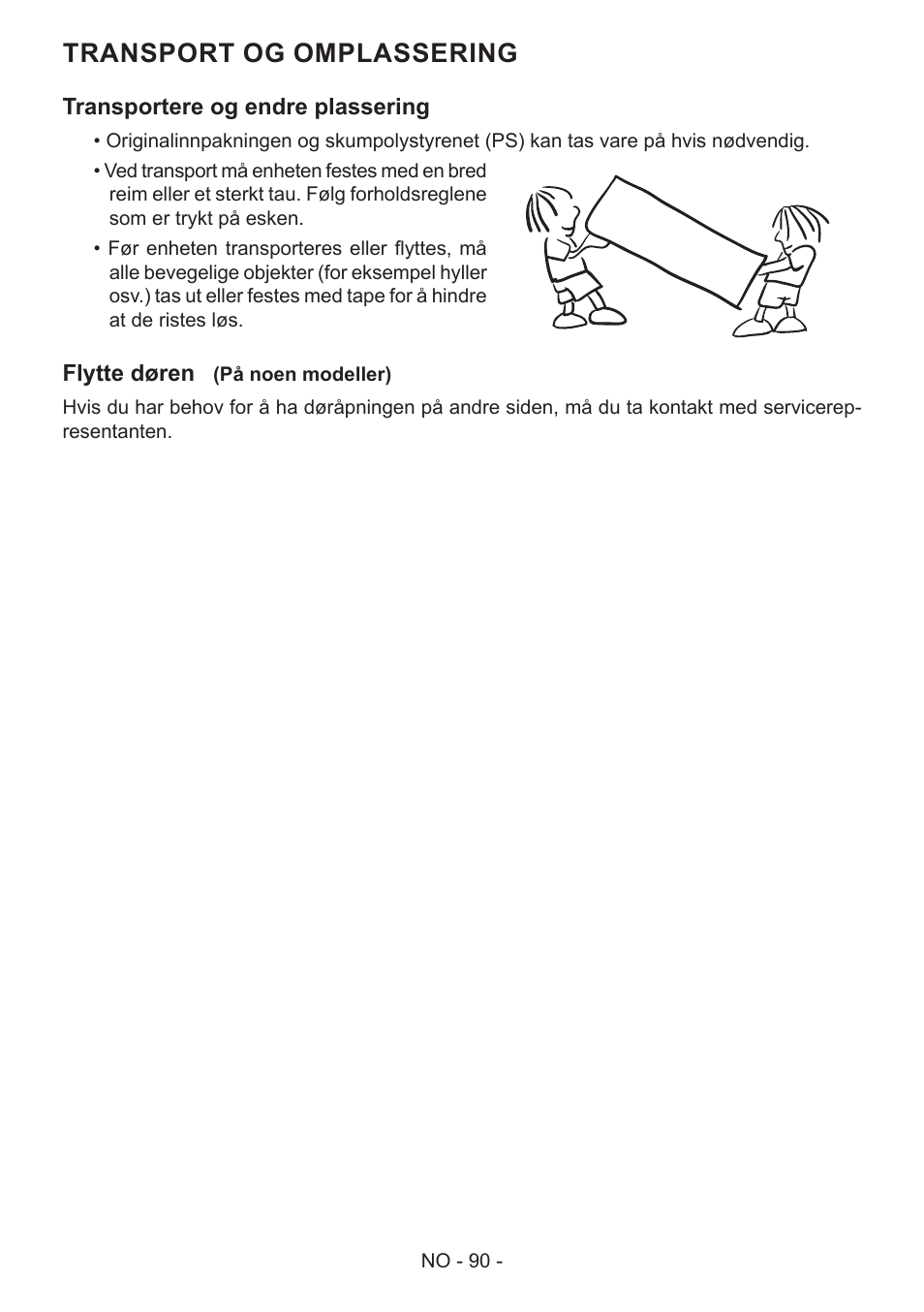 Transport og omplassering | GRAM FS 481864 N (v)/1 User Manual | Page 91 / 122