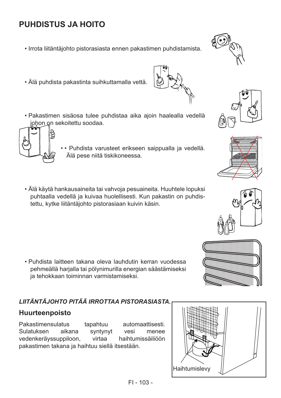 Puhdistus ja hoito | GRAM FS 441862 N (v)/1 User Manual | Page 105 / 112