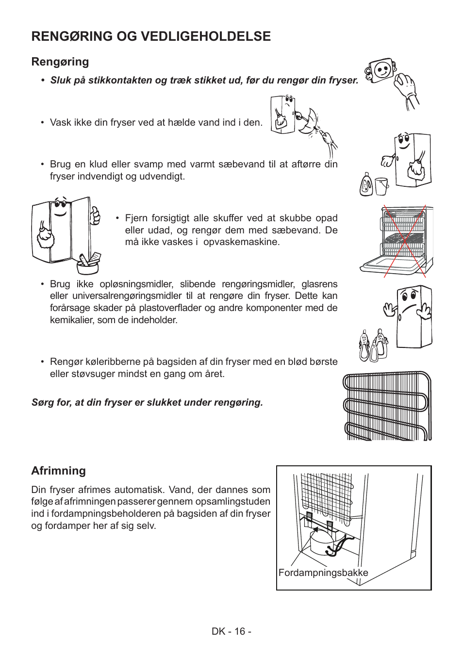 Rengøring og vedligeholdelse | GRAM FS 441862 N (v)/1 User Manual | Page 18 / 112