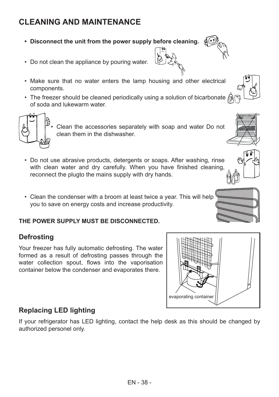 Cleaning and maintenance | GRAM FS 441862 N (v)/1 User Manual | Page 40 / 112