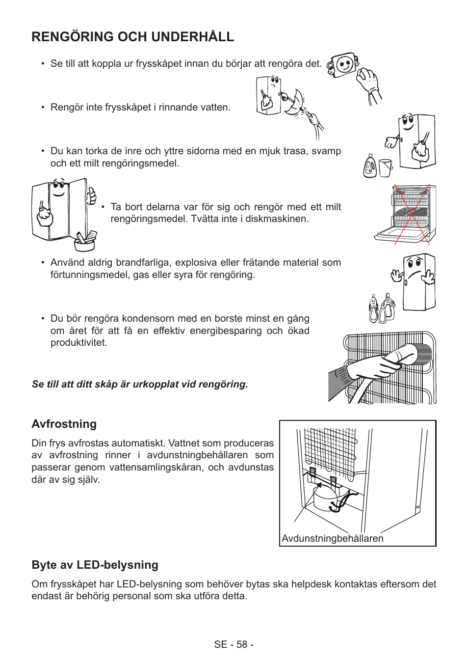Rengöring och underhåll | GRAM FS 441862 N (v)/1 User Manual | Page 60 / 112