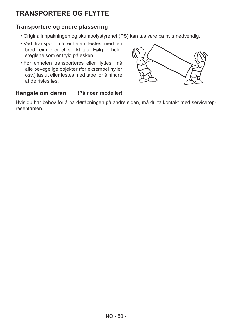 Transportere og flytte | GRAM FS 441862 N (v)/1 User Manual | Page 82 / 112