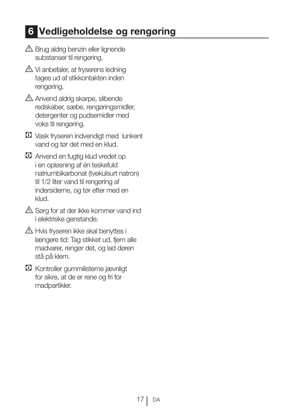 6vedligeholdelse og rengøring | GRAM FS 3105-90/1 User Manual | Page 18 / 105