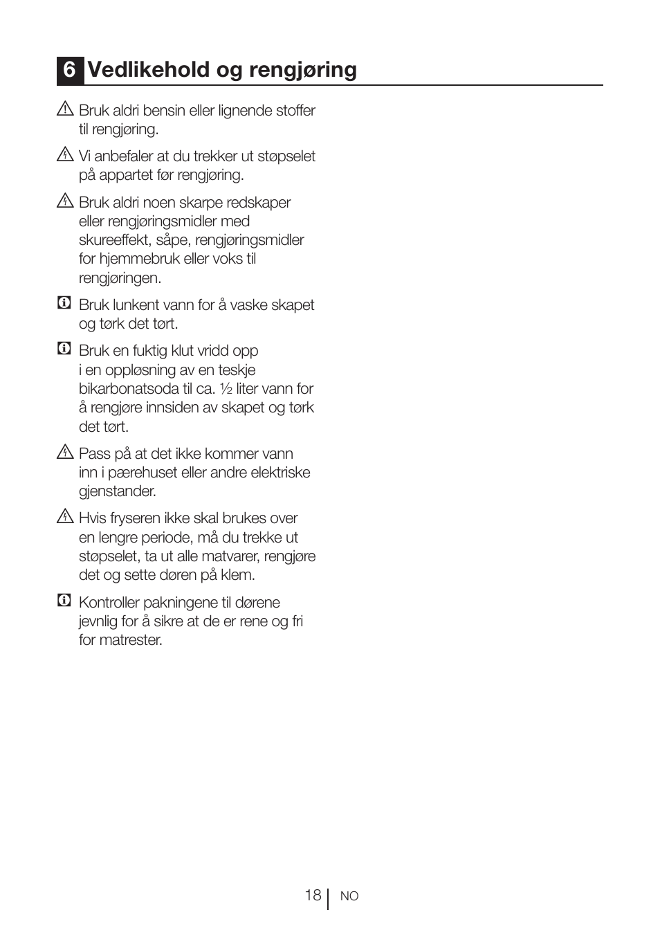 6vedlikehold og rengjøring | GRAM FS 3105-90/1 User Manual | Page 38 / 105