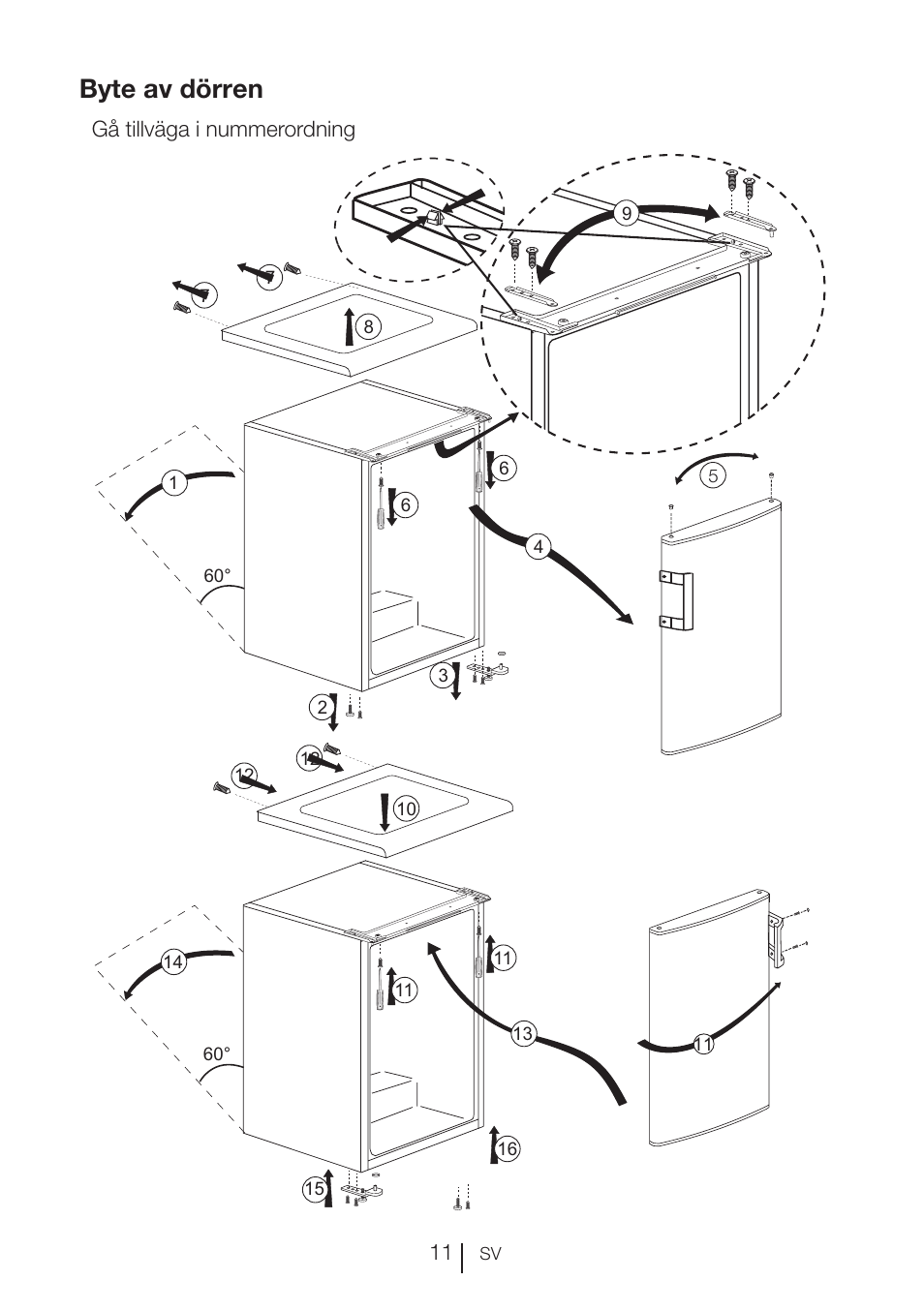 Byte av dörren | GRAM FS 3105-90/1 User Manual | Page 52 / 105