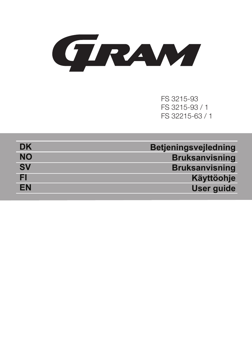 GRAM FS 3215-93/1 User Manual | 75 pages