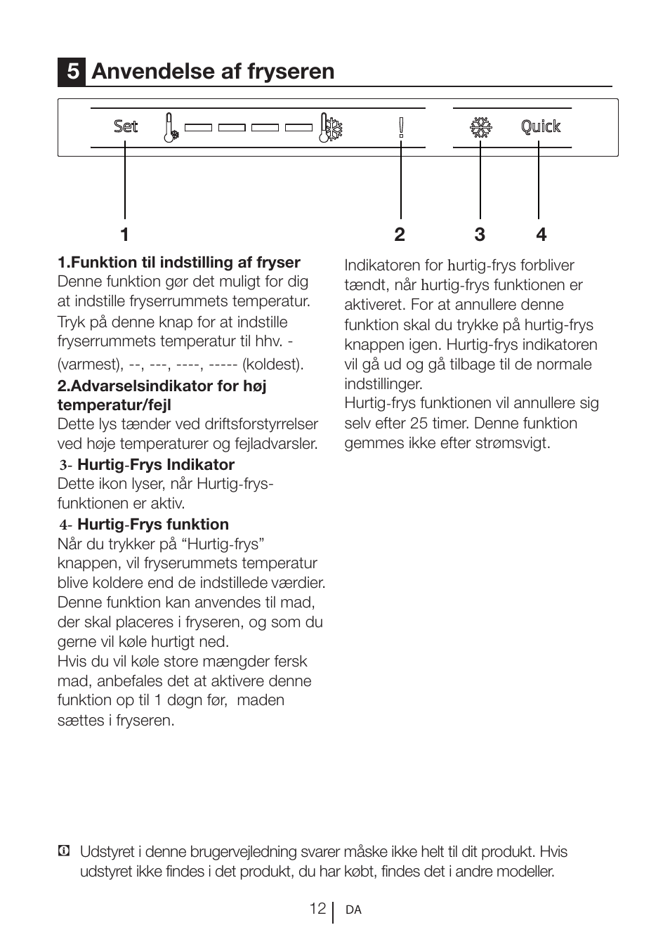 5anvendelse af fryseren | GRAM FS 3215-93/1 User Manual | Page 12 / 75