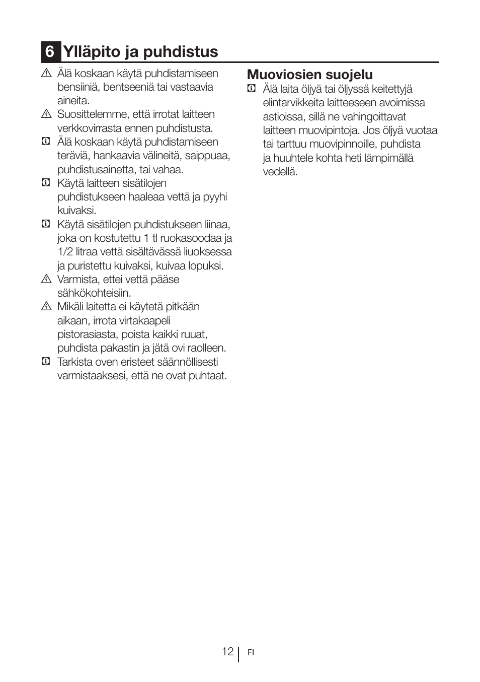 6ylläpito ja puhdistus, Muoviosien suojelu | GRAM FS 3215-93/1 User Manual | Page 56 / 75