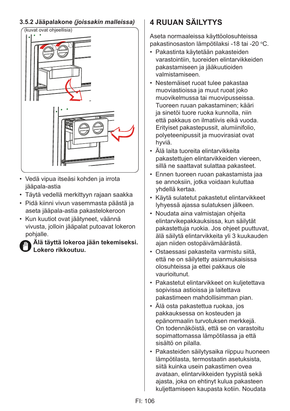 4 ruuan säilytys | GRAM 49SF 4186 F User Manual | Page 107 / 116