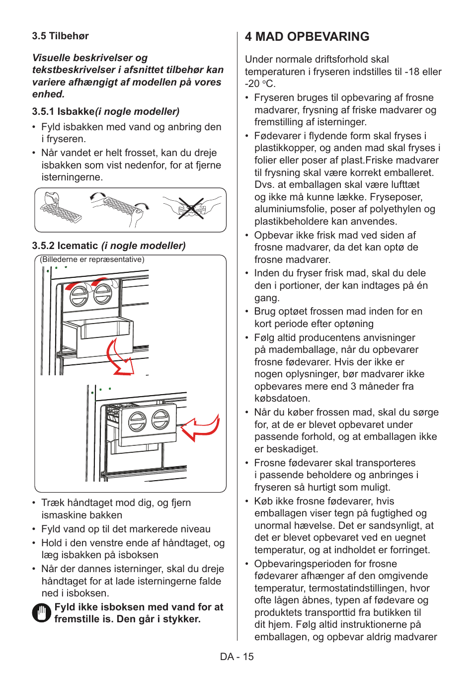 4 mad opbevaring | GRAM 49SF 4186 F User Manual | Page 16 / 116