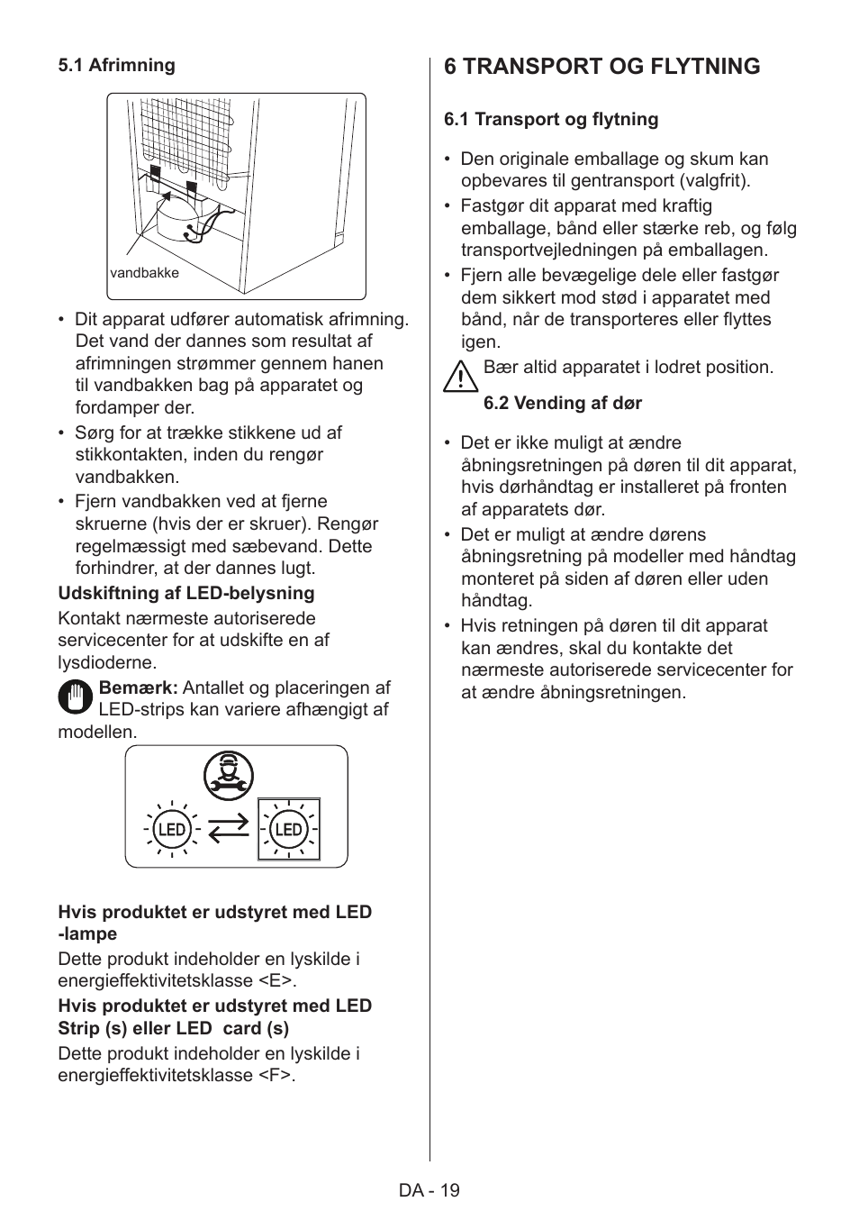 6 transport og flytning | GRAM 49SF 4186 F User Manual | Page 20 / 116