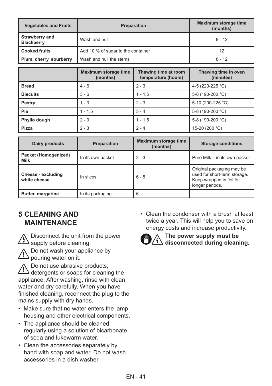 5 cleaning and maintenance, En - 41 | GRAM 49SF 4186 F User Manual | Page 42 / 116