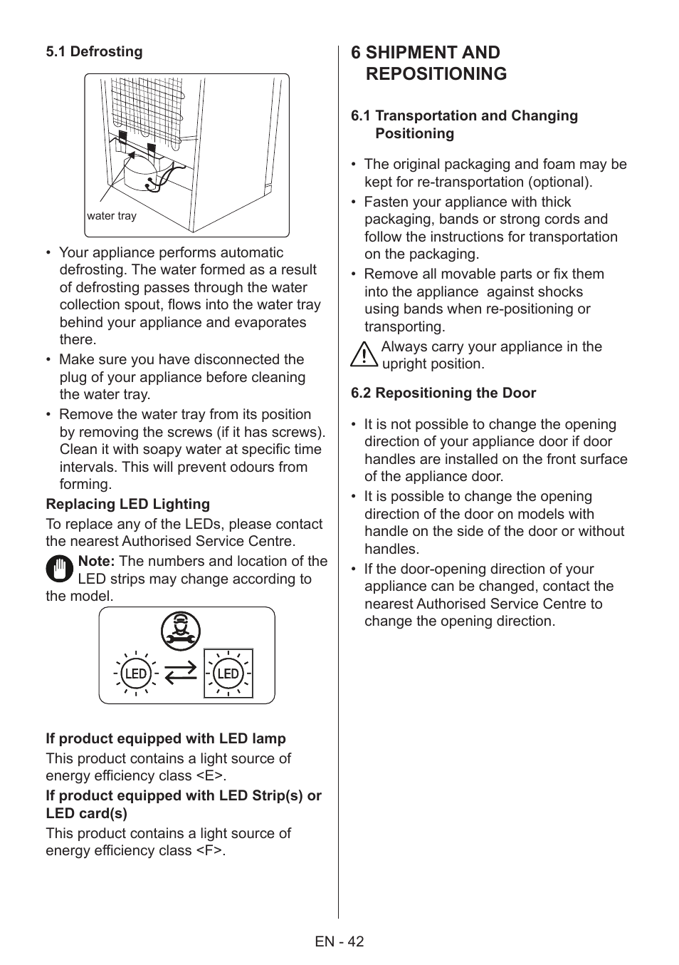 6 shipment and repositioning | GRAM 49SF 4186 F User Manual | Page 43 / 116