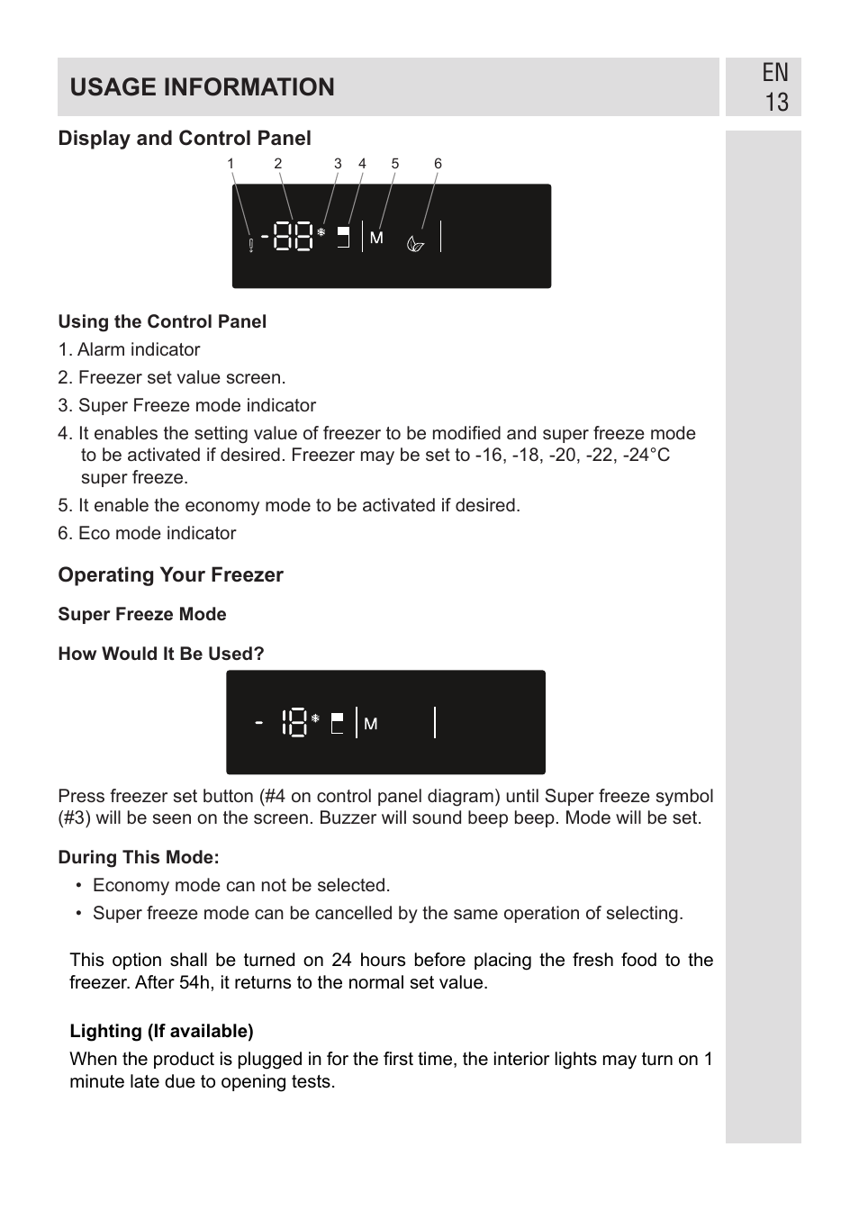 En 13 usage information | GRAM FSI 401754 N/1 User Manual | Page 13 / 123