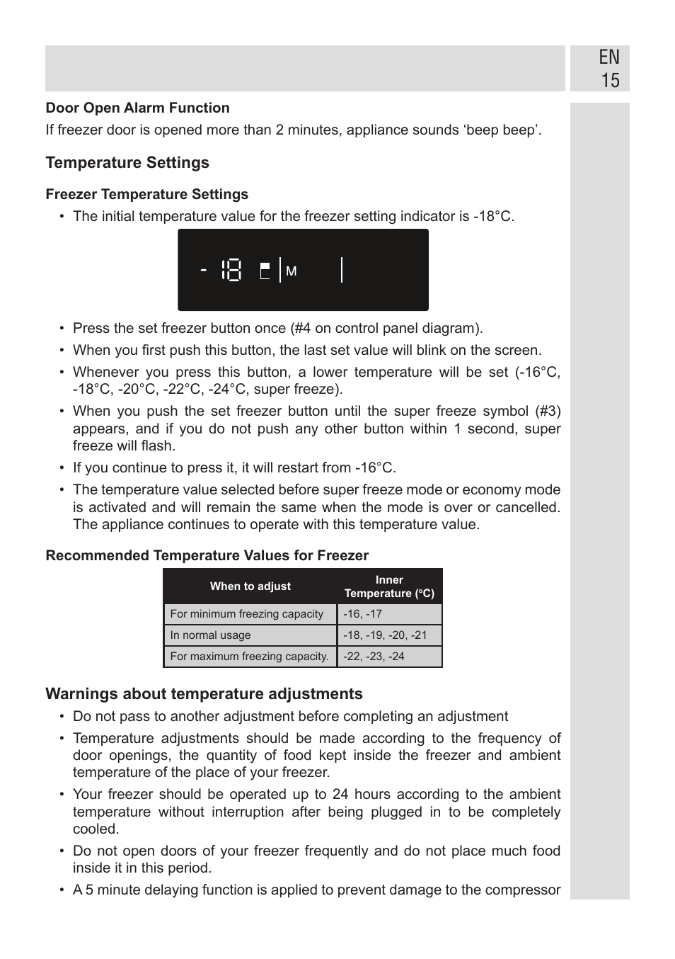 En 15 | GRAM FSI 401754 N/1 User Manual | Page 15 / 123