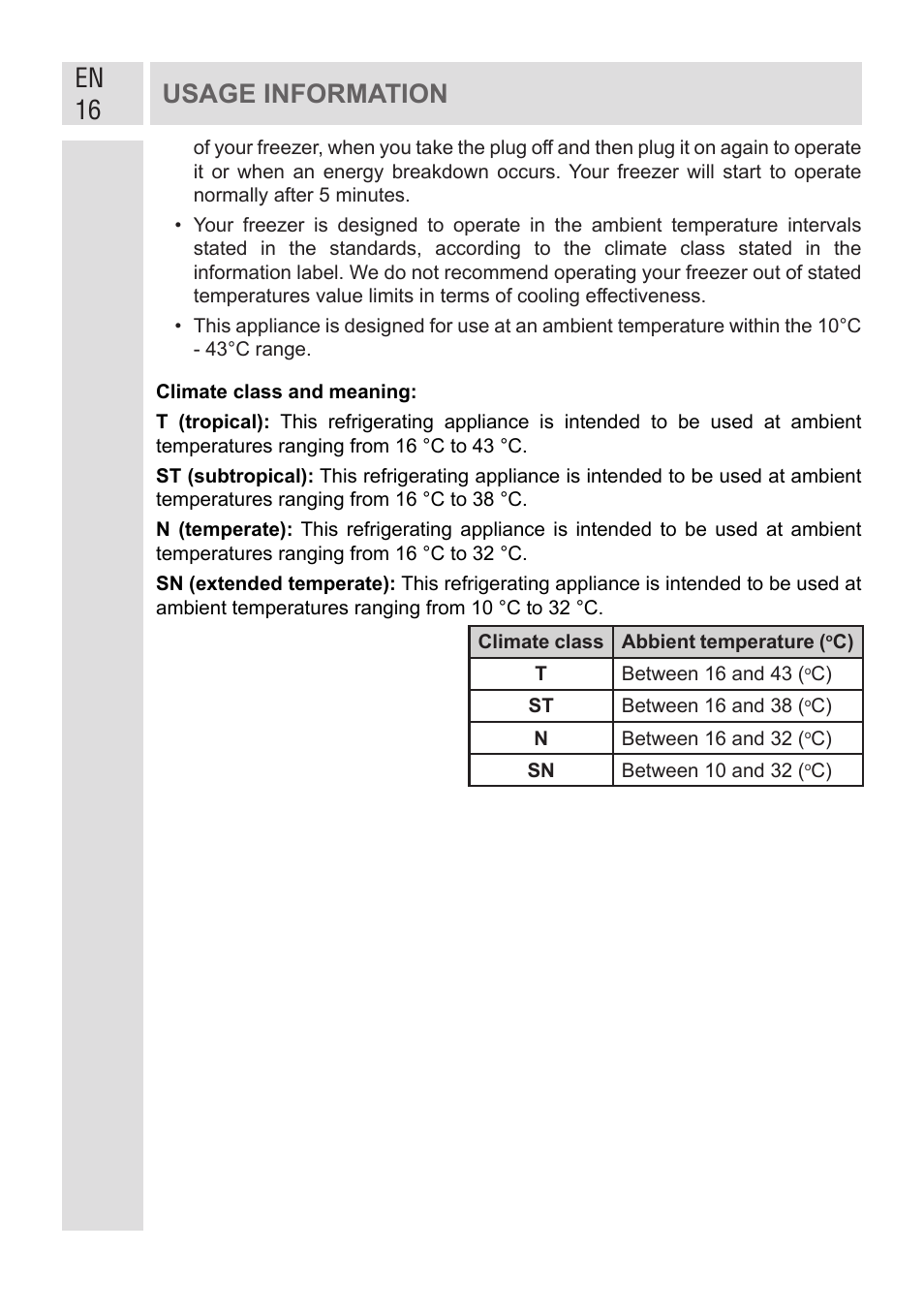 En 16 usage information | GRAM FSI 401754 N/1 User Manual | Page 16 / 123